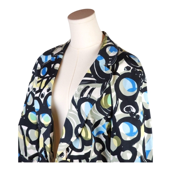 Willi Smith Abstract Print Tie-Waist Jacket Size L Retro Mod Blazer - Picture 2 of 8